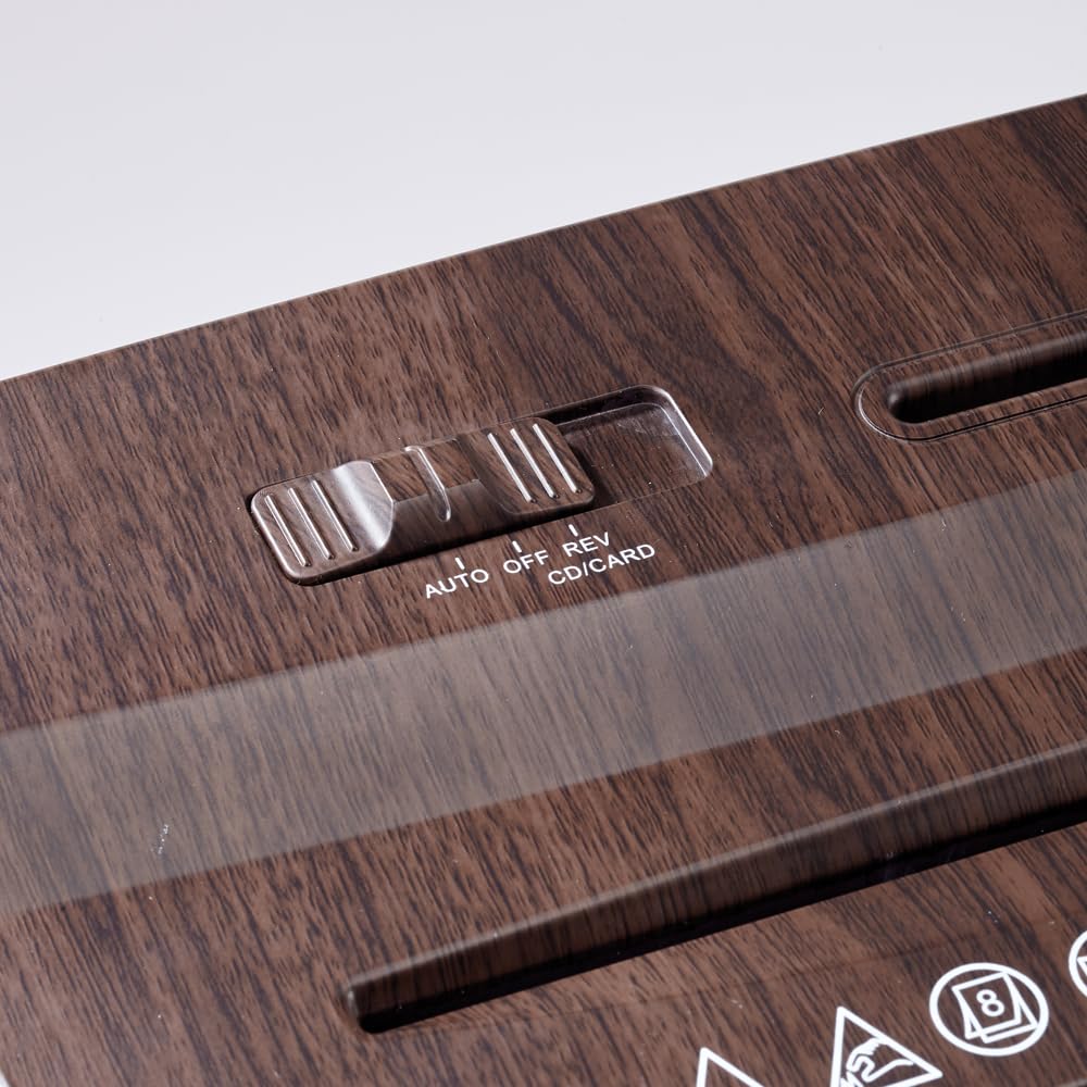 EUROtops Multifunktions-Aktenvernichter in Holz-Optik, 11 l Auffangbehälter | Shredder für Papier, Kreditkarten, CDs und DVDs, 230 W, kompakt, Datenschutz für Zuhause und Büro, Papierschredder