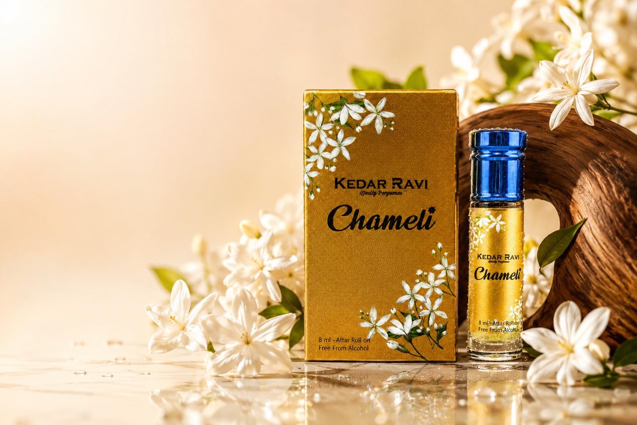 KEDAR RAVI Chameli Attar Roll-On 8ml | Long Lasting Premium Perfume Oil | Alcohol Free Traditional Attar for Men & Women | Natural Fragrance Roll On for Daily Wear & Special Occasions 3