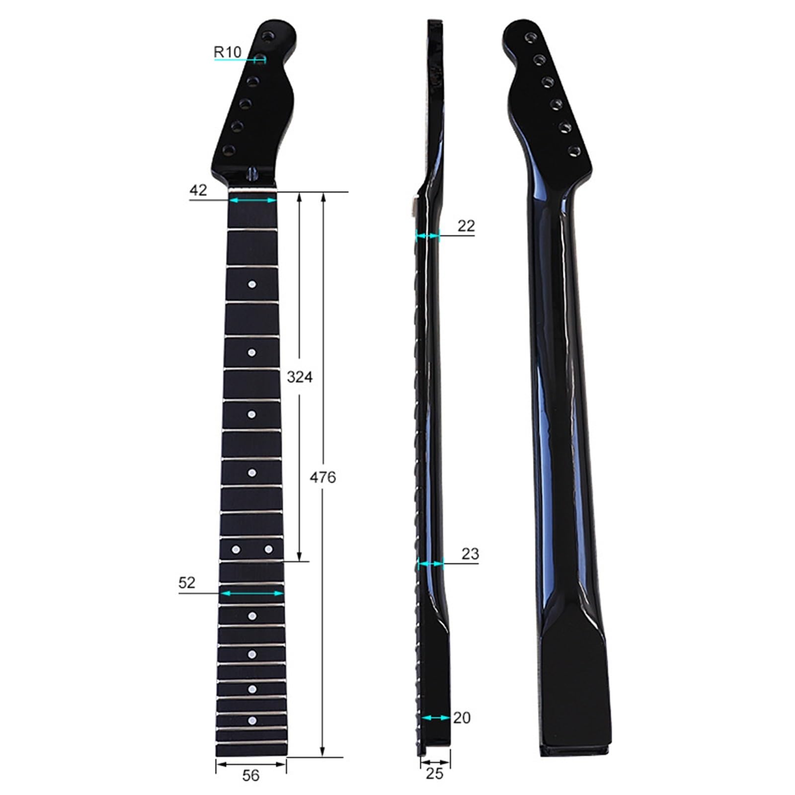 DIY Guitar Necks Black Glossy 22 Fret Fingerboard With Sound Dot Neck Suitable For TL Guitar DIY Modification