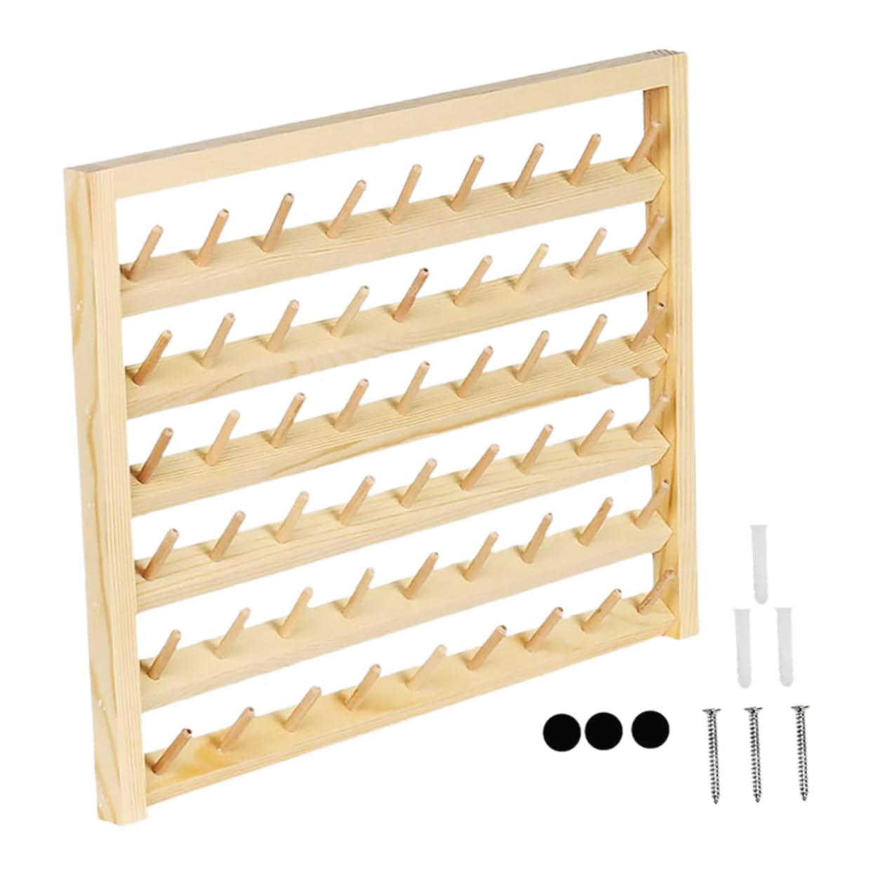 Porta Rocchetti di Filo in Legno Facile da 54 Assi Organizer per Filo da Cucire e Ricamo per Laboratori di Cucito e Ricamo a Muro