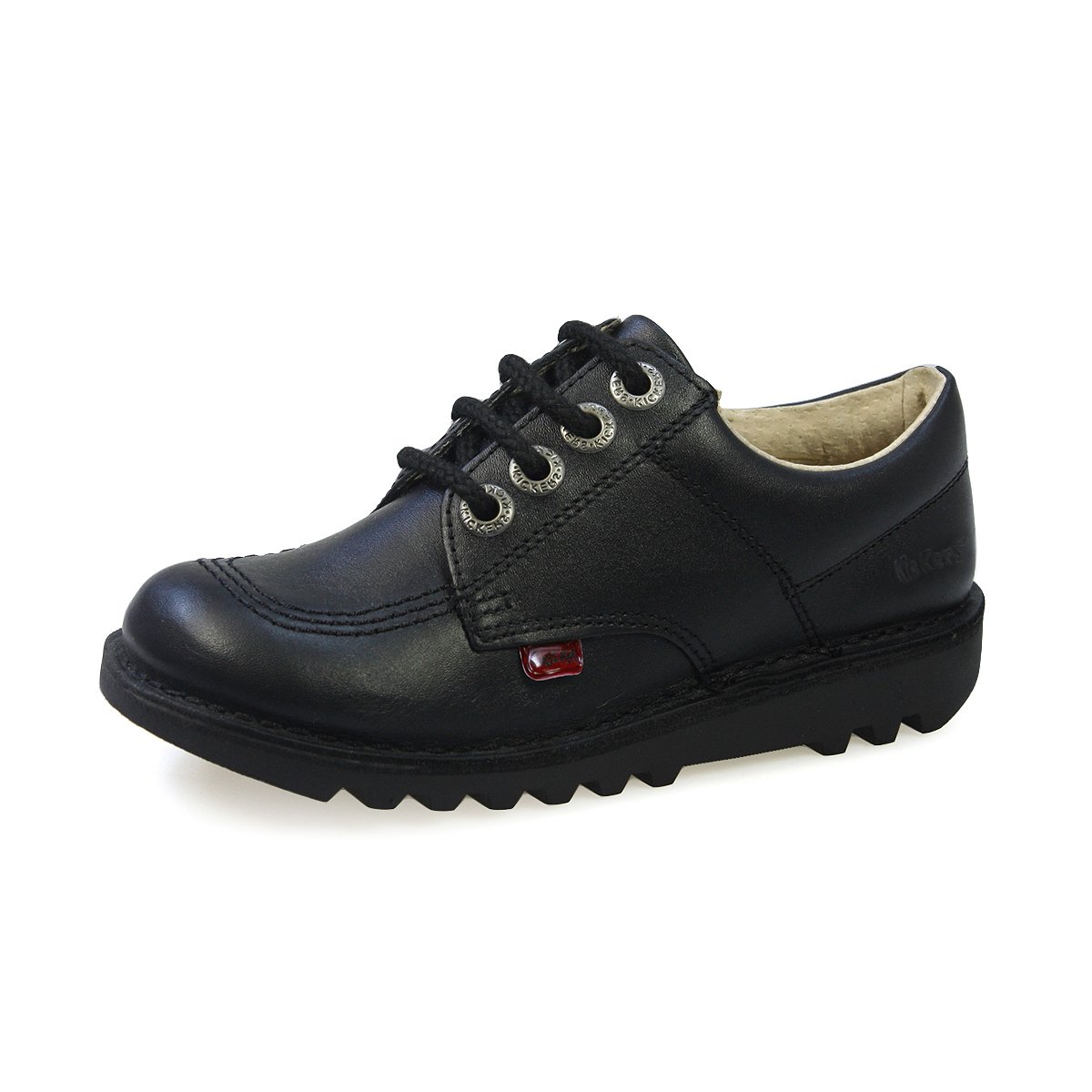 Kickers Kick Lo Y Core Youths Black Leather Shoes-EU 39