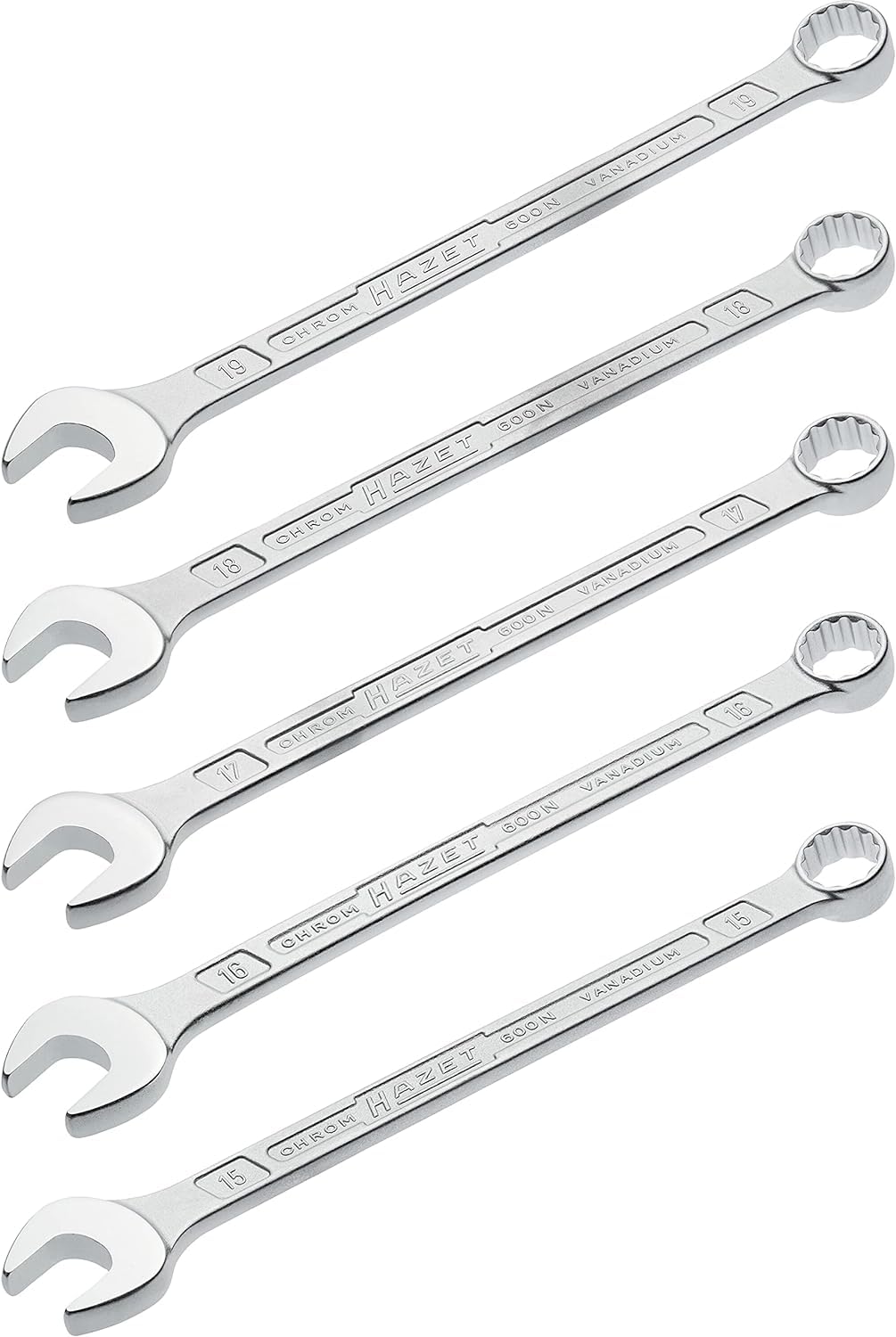 HAZET Juego de llaves combinadas 600SPC/10 I 10 herramientas, salida: hexágono exterior doble, ancho de llave: 8 -19 mm, mango de llave de anillo fino con perfil en T doble extra robusto