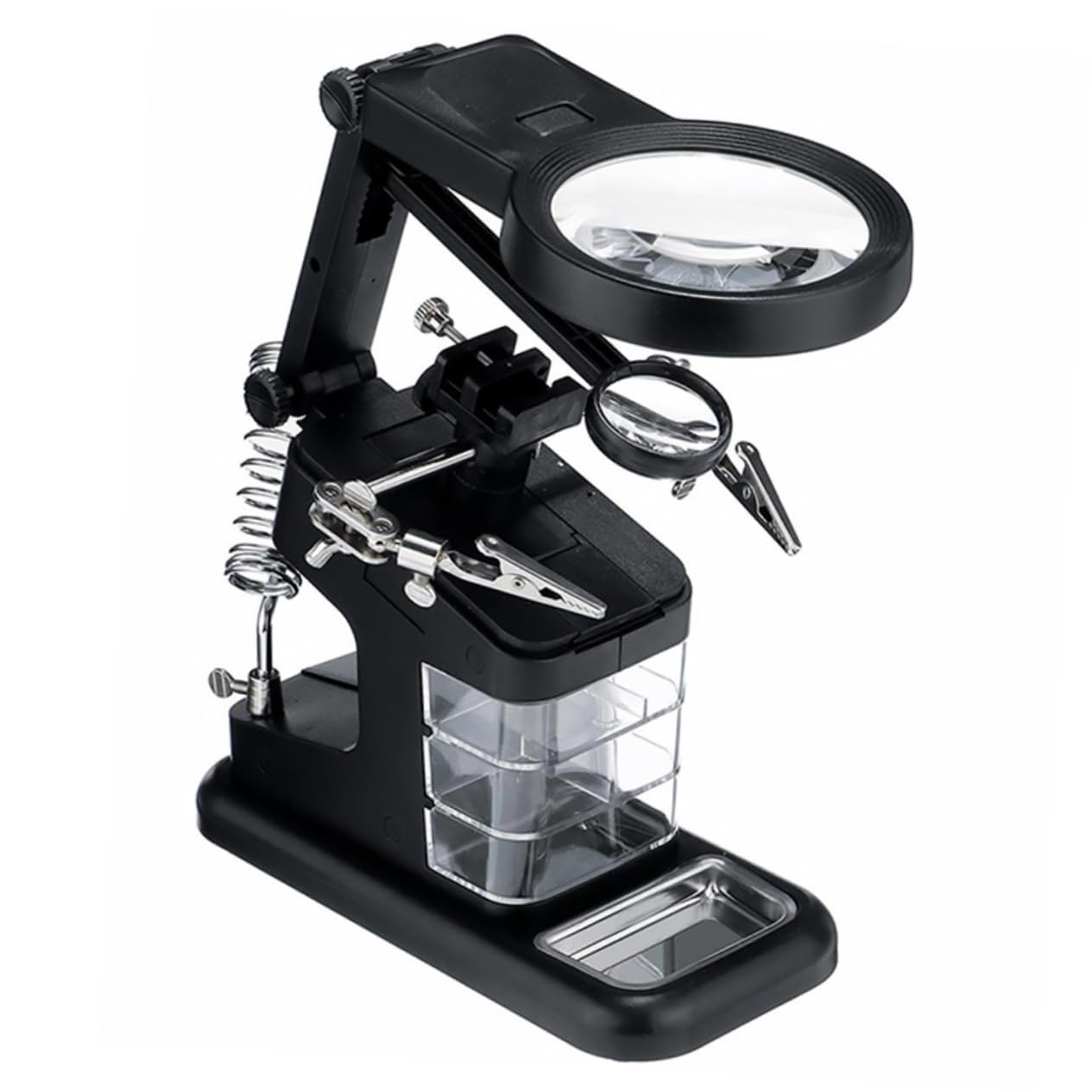 Vaguelly Welding Magnifying Glass Station with LED Lights Clips and Stand for Soldering Electronic Repair and Model Assembly Includes Magnifiers