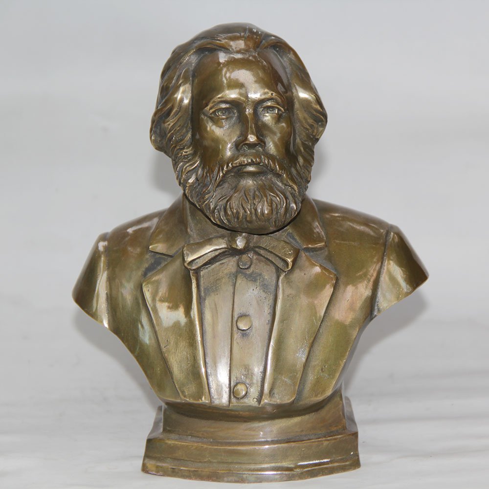 Statua Busto Karl Marx In Bronzo - Decorazione Da Scrivania 17.8cm, Comunismo Storico