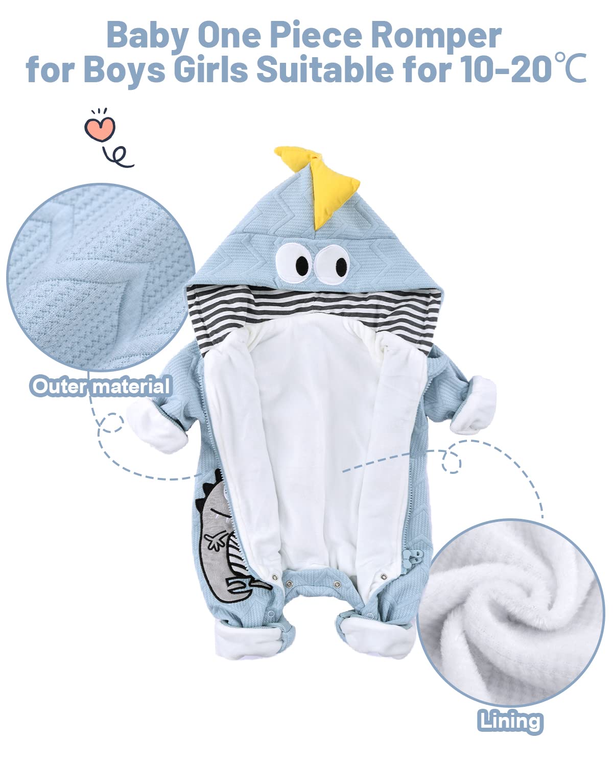 WYTbaby Tute da Neve Neonato Cotone Tuta Neve Neonato con Cappuccio Neonata Pagliaccetti Cartone Animato per Ragazze Ragazzi 6-9 Mesi