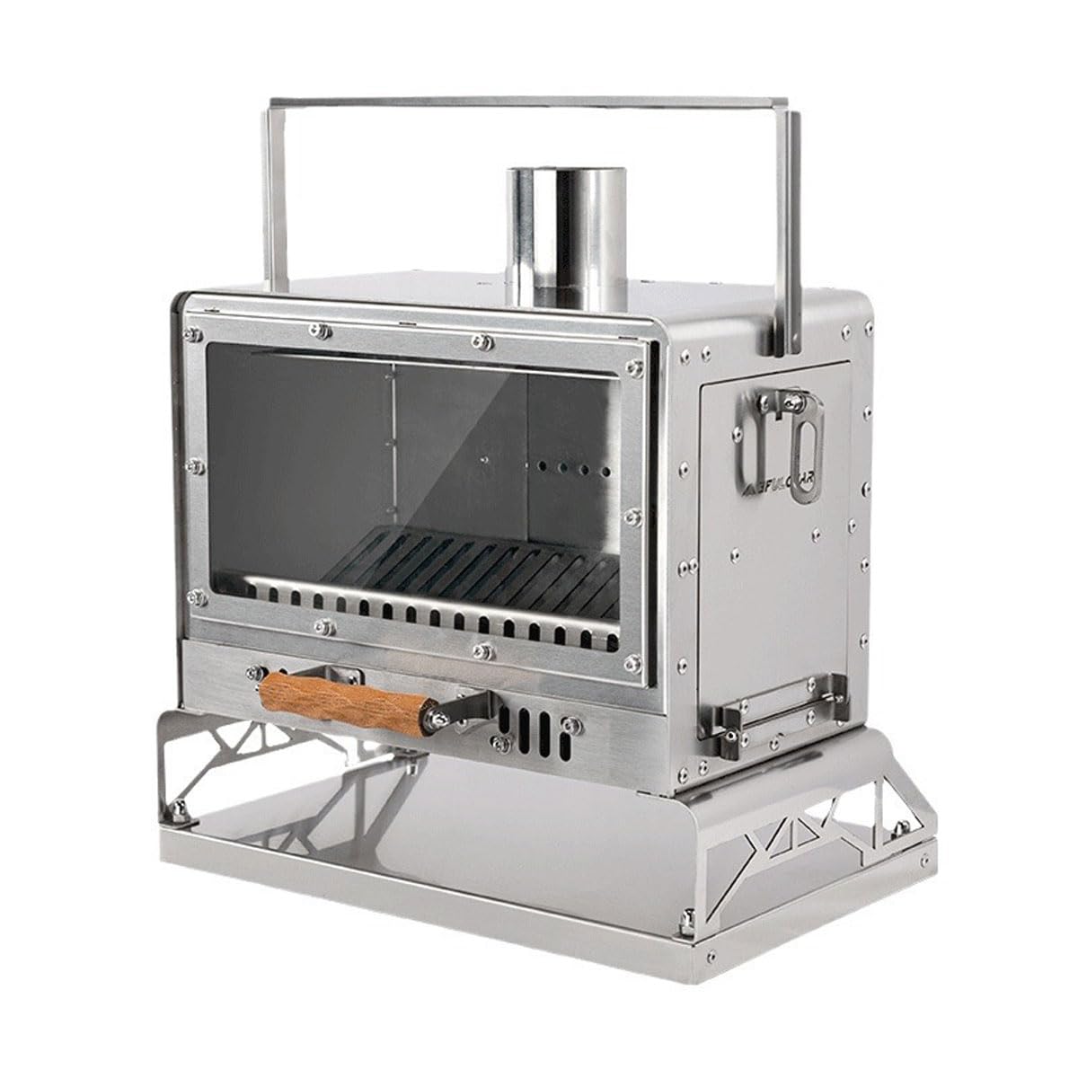 Réchaud de camping portable – Cheminée à bois en acier inoxydable avec grille de feu, idéal pour le chauffage de la maison, le barbecue, la randonnée et la pêche sur glace