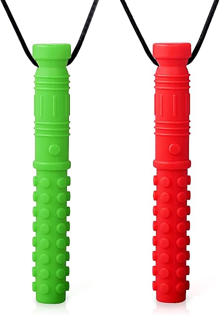 Sensory Chew Necklace, Seeway Soft Soothing Teething Chew Toys Autistic Children/Autism/ADHD/Teething Babies/Anxiety, BPA Free Food Grade Silicone (2 Pack)