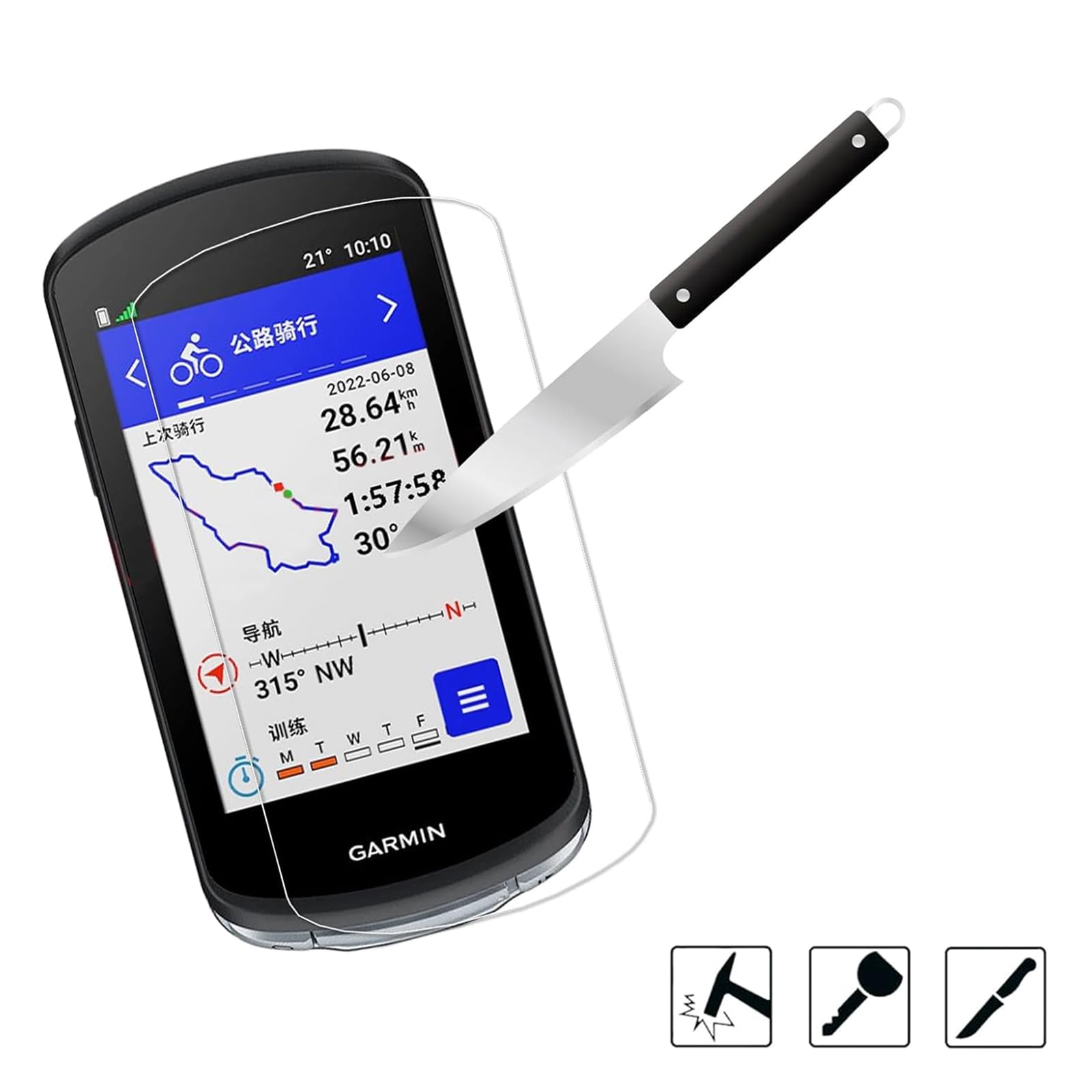 Pnakqil Folia ochronna na wyświetlacz z 2 sztuk szkła hartowanego + etui kompatybilne z Garmin Edge 1040, folia ochronna GPS, rower, akcesoria do Garmin Edge 1040, twardość 9H, szkło hartowane
