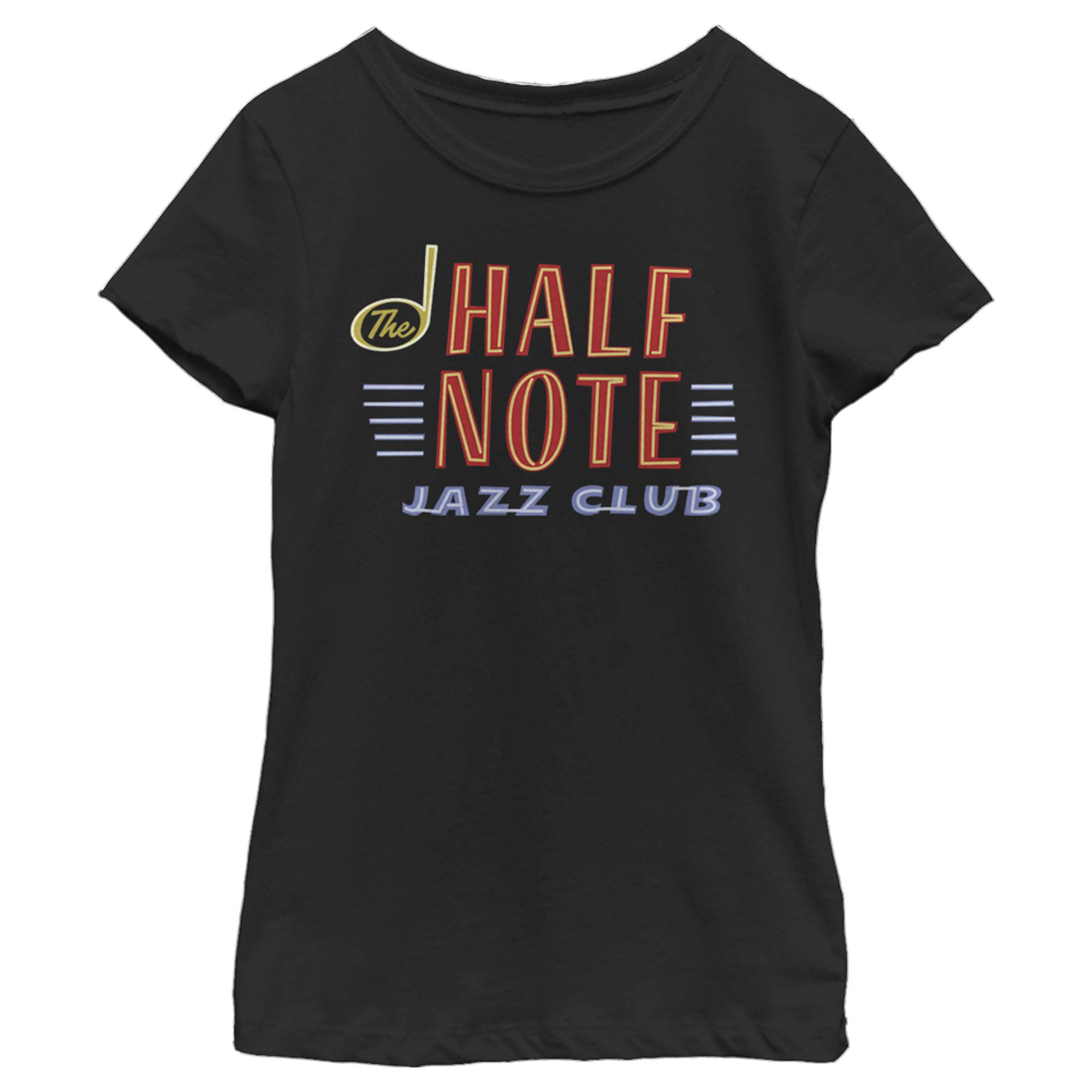 Disney Girls' Little, Big Half Note Neon T-Shirt, Black, Small