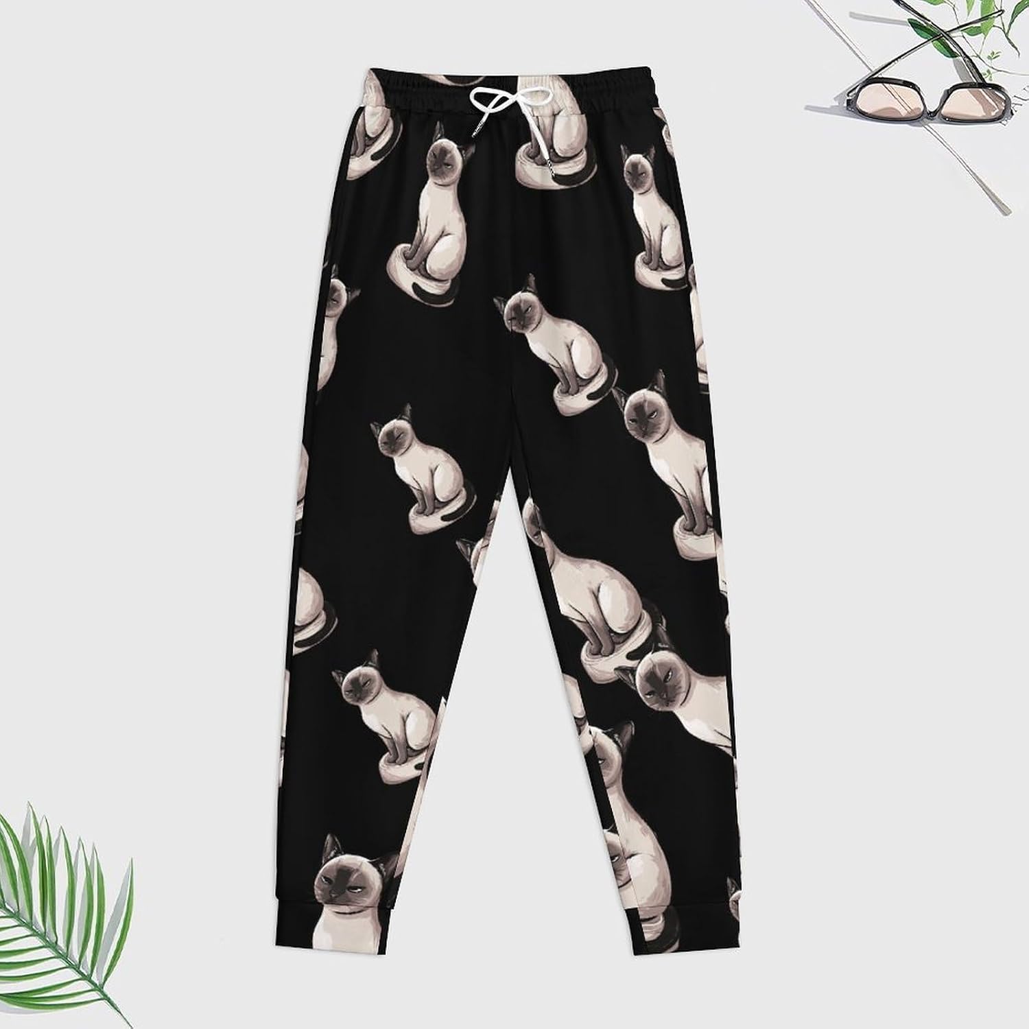 Grumpy Siamese Cat Womens 2 Piece Outfits for Mens Lounge Hoodies Set Sweatsuit Tracksuits