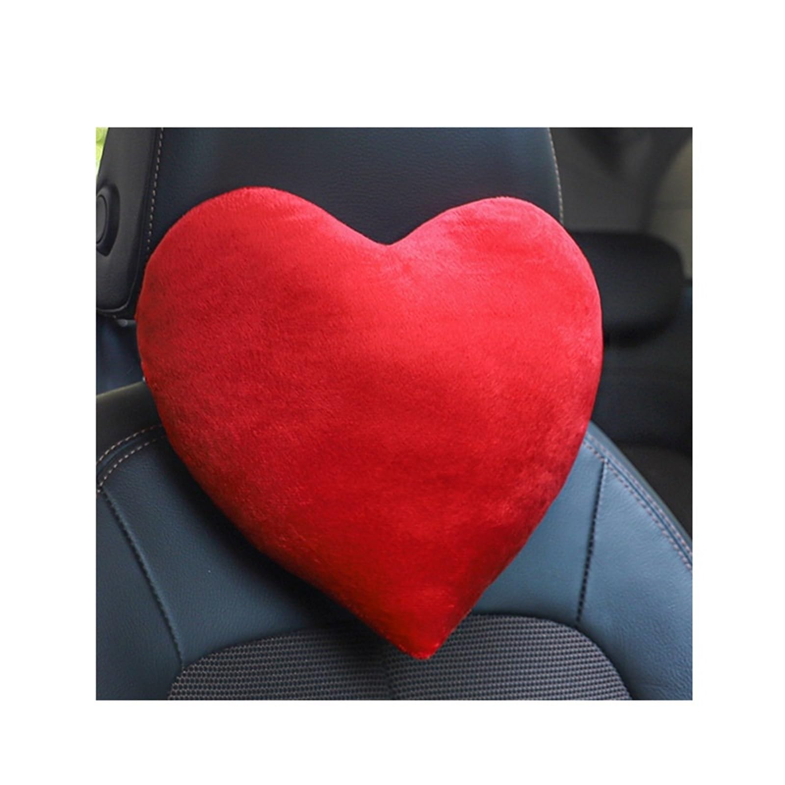 ATUMY Car Seat Pillow Heart-Shaped Car Headrest Pillow Soft Plush Neck Support Cushion for Vehicle Seat Interior Decor Car Headrest(Red 1pc)