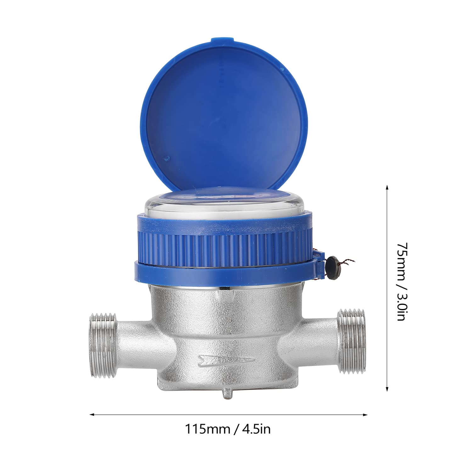 Weytoll Compteur d'eau froide 15 mm 1/2" pour usage domestique, mesures en mètre cube, type de rotor mécanique, eau froide, affichage numérique et analogique combiné