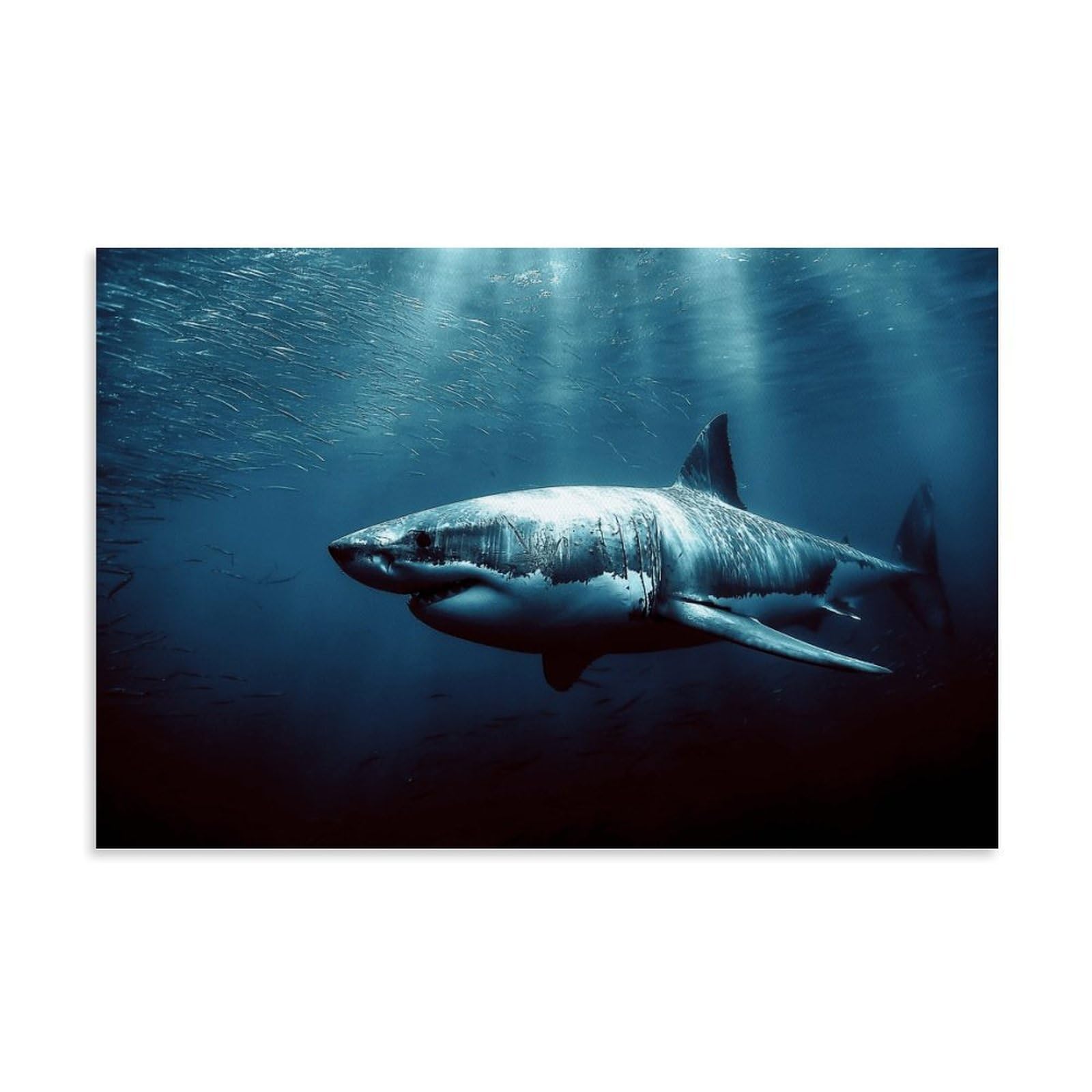 MLXFCGA Shark Animal Poster (20) Wall Art Paintings Canvas Wall Decor Home Decor Living Room Decor Aesthetic 24x36inch(60x90cm) Unframe-style
