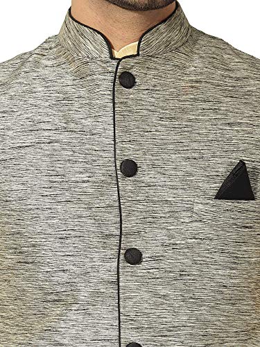 Image of men's Silk Blend Kurta Pejama & Waistcot Set