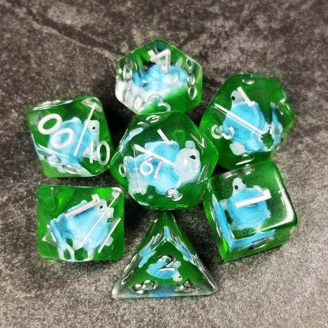 Miniatura 9 de Sage's Portal Juego de dados DND de resina para familiares de dinosaurios y reptiles, juego de dados poliédricos para Dungeons and Dragons RPG