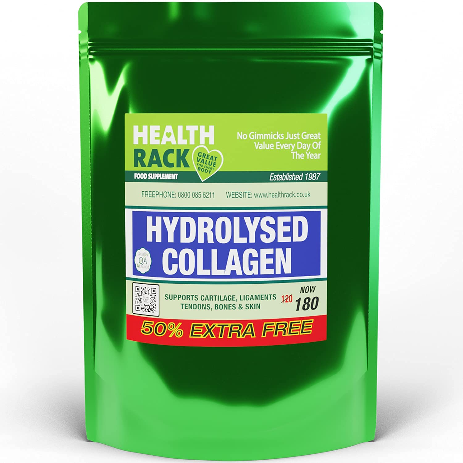 Collagen Supplements 1000mg with Vitamin C 180 Tablets - GMO Free - Hair Skin Nails and Bones Support