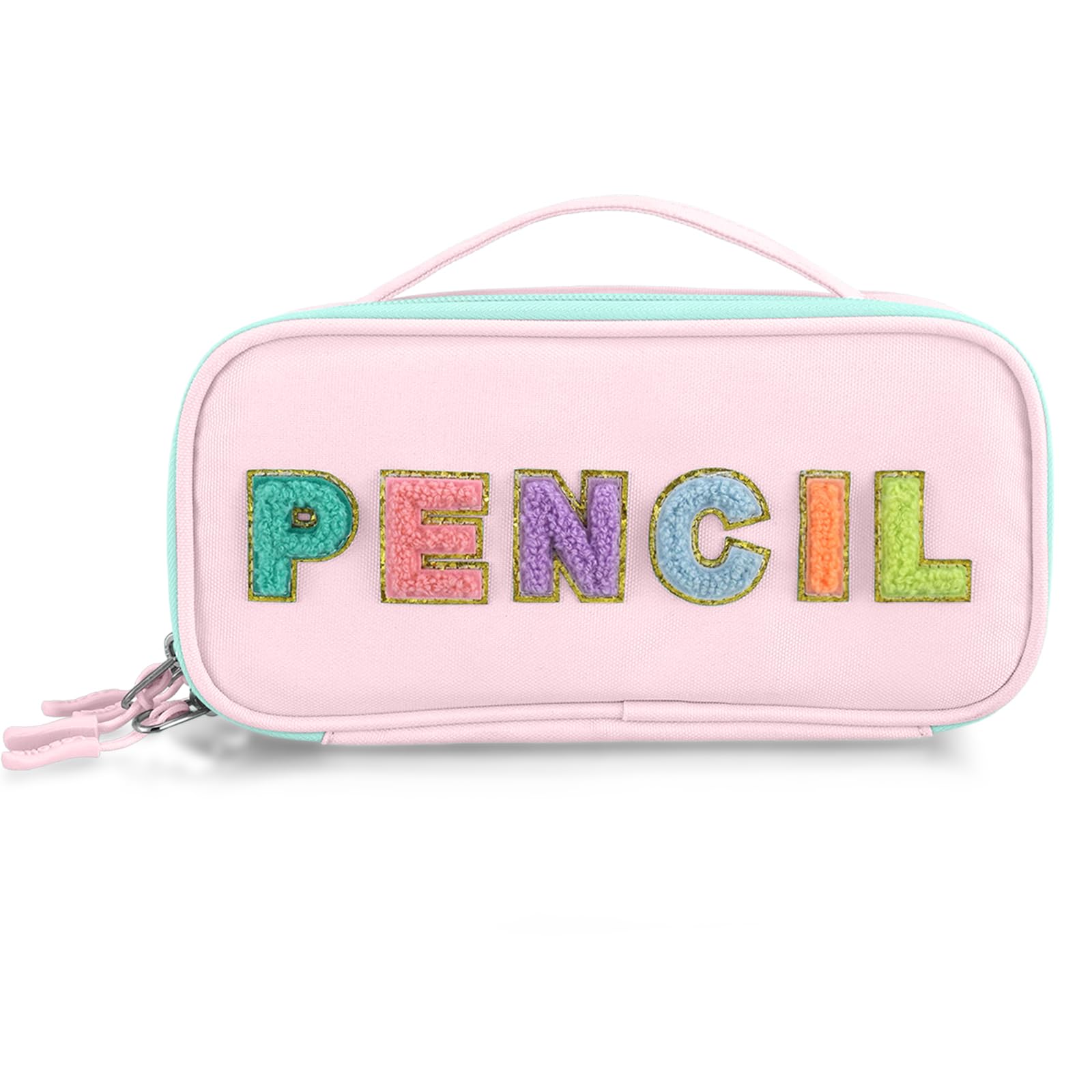 Losong Pencil Case Cute Pencil Pouch for Girls, Large Capacity Pencil Bag with Handle for School Office, Birthday Gifts for Kids Teen Student Women Dark Pink