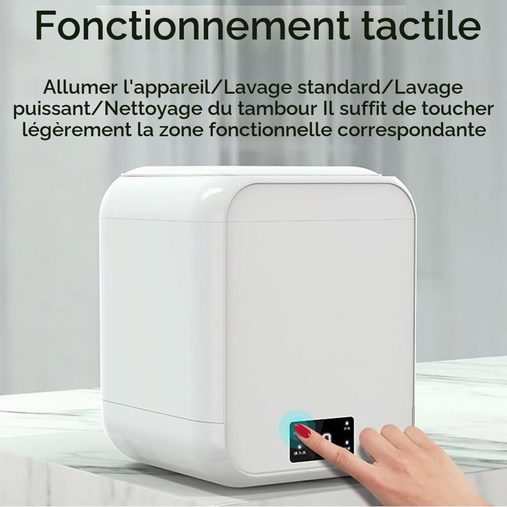 Mini Lave Linge Portable, Mini Machine à Laver avec Tuyau de Vidange 12 L Lavage Double Mode Affichage de L'heure Lumière Bleue pour sous-vêtements et Chaussettes White