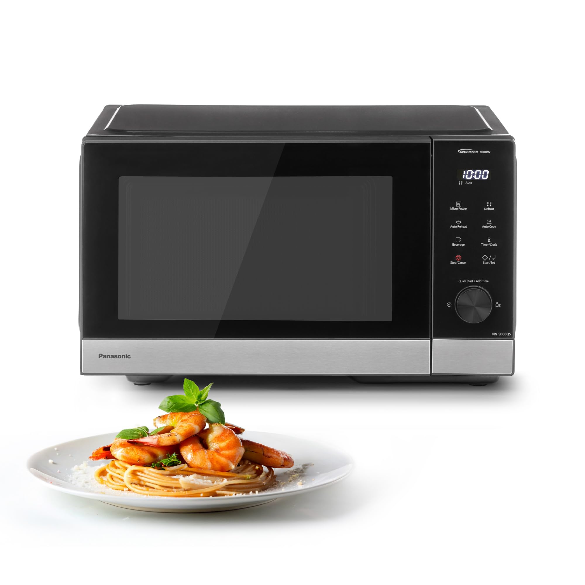 Panasonic NN-SD38QSEPG kuchenka mikrofalowa Solo 29 l, 1000 W, automatyczne rozmrażanie, 11 automatycznych programów, timer, czarna i stal nierdzewna
