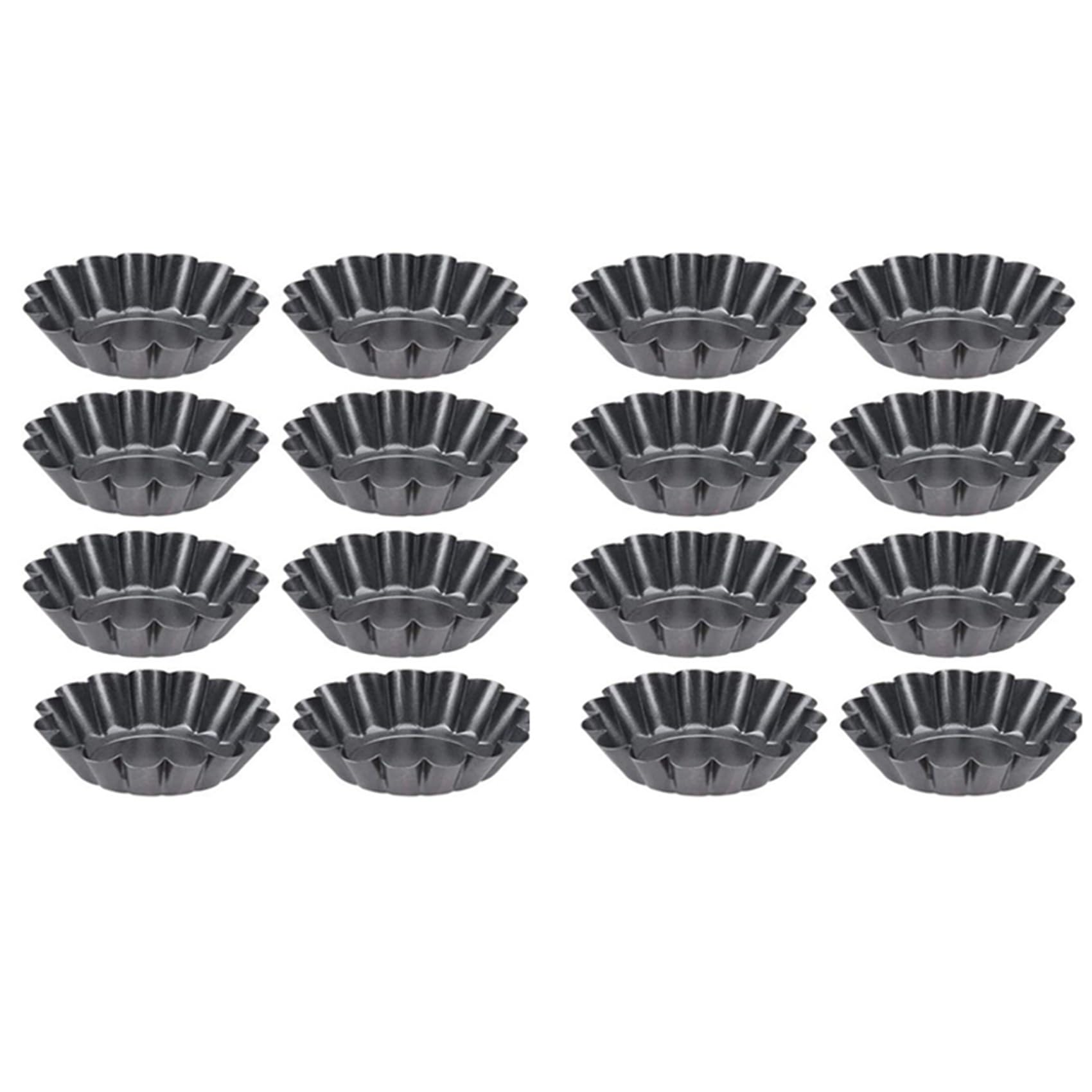Hndhbfgrt Non-Stick Tart Quiche Flan Pan Mold Muffin Cup Pie Pizza Cake Mold Cupcake Egg Tart Tartlet Baking Mold 16Pcs