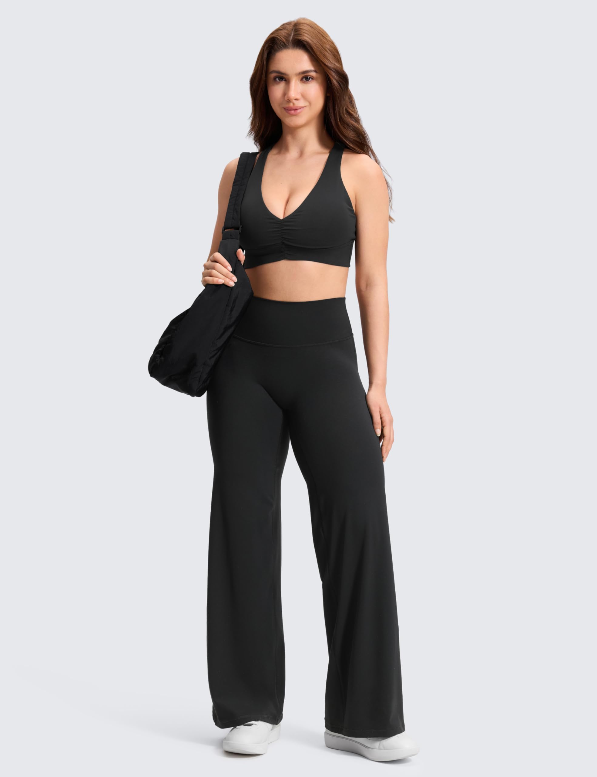 CRZ YOGA Femme sans Couture Avant Pantalon Large 71/76/81cm - Taille Haute Détente Confortable Style