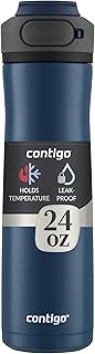 Contigo Cortland Chill 2.0 Blueberry Stainless Steel Water Bottle Vacuum-Insulated Spill-Proof Lid 24oz Ideal for Hot or Cold Drinks Interchangeable Lid Perfect for Kids & Adults