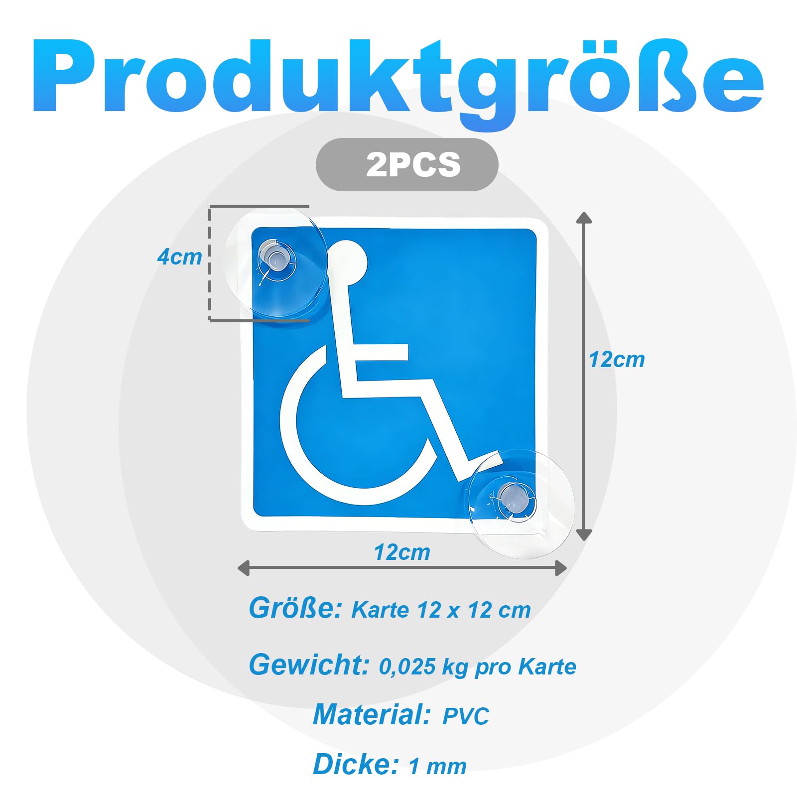 Saugnapf Rollstuhlfahrer Schild Auto - Behinderten Aufkleber Auto 12x12cm, Rollstuhl Aufkleber Auto, Behindertenschild Autoschild für Windschutzscheibe, Barrierefrei Aufkleber für Behinderte (2 Stück) - 2