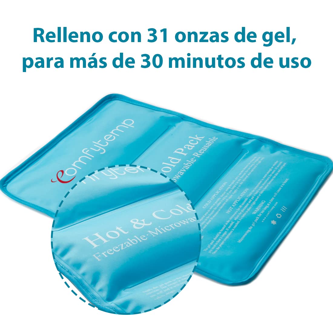 Comfytemp Bolsas Gel Frio Reutilizables con Correas, 27 x 37 cm, Bolsa Hielo Grande para Hombros, Rodillas, Codos, Caderas, Espalda, Frío/Calor Compresas para Esguinces, Hinchazón y Contusiones Azul