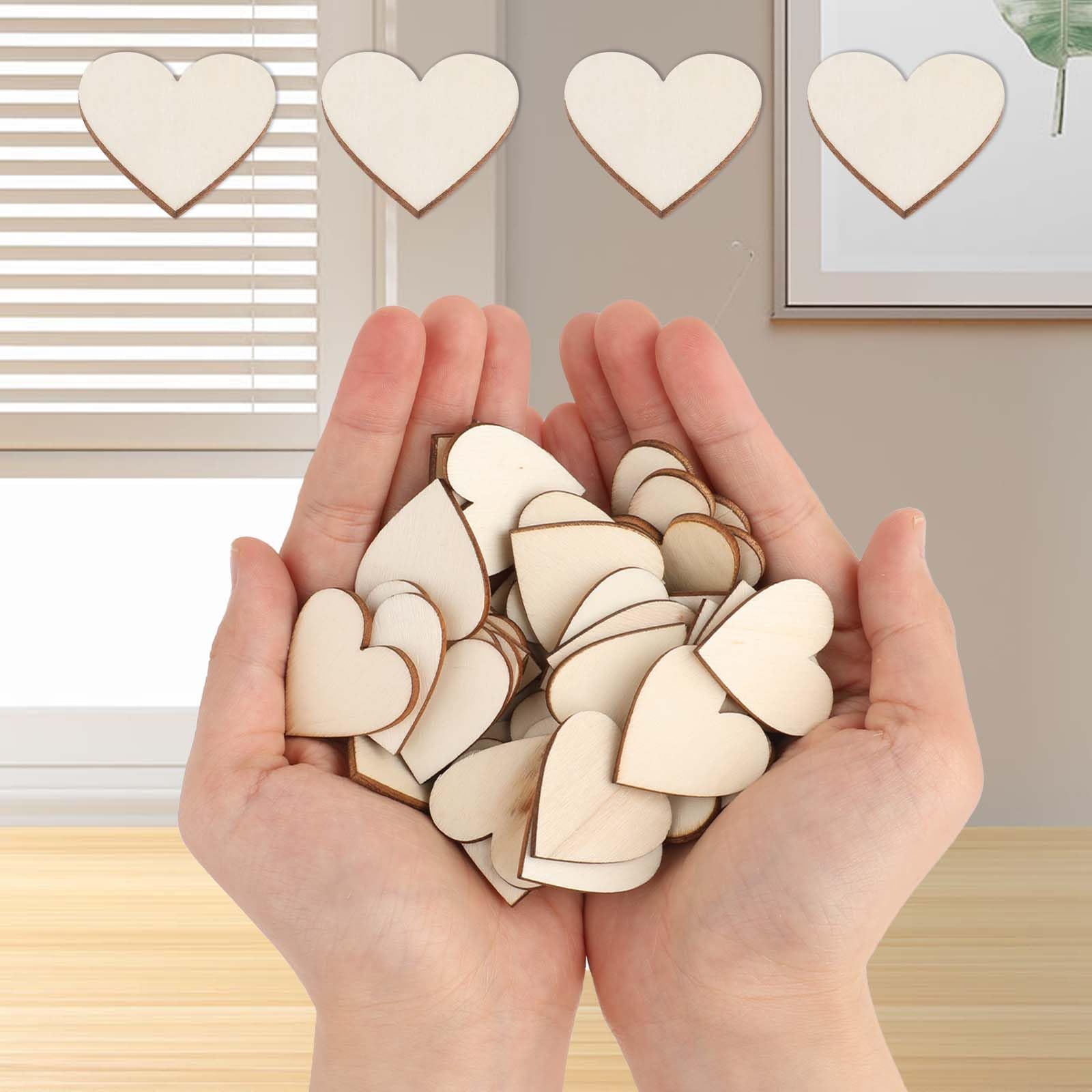 40 cuori in legno per decorazione, 4 cm, ciondolo a forma di cuore in legno con