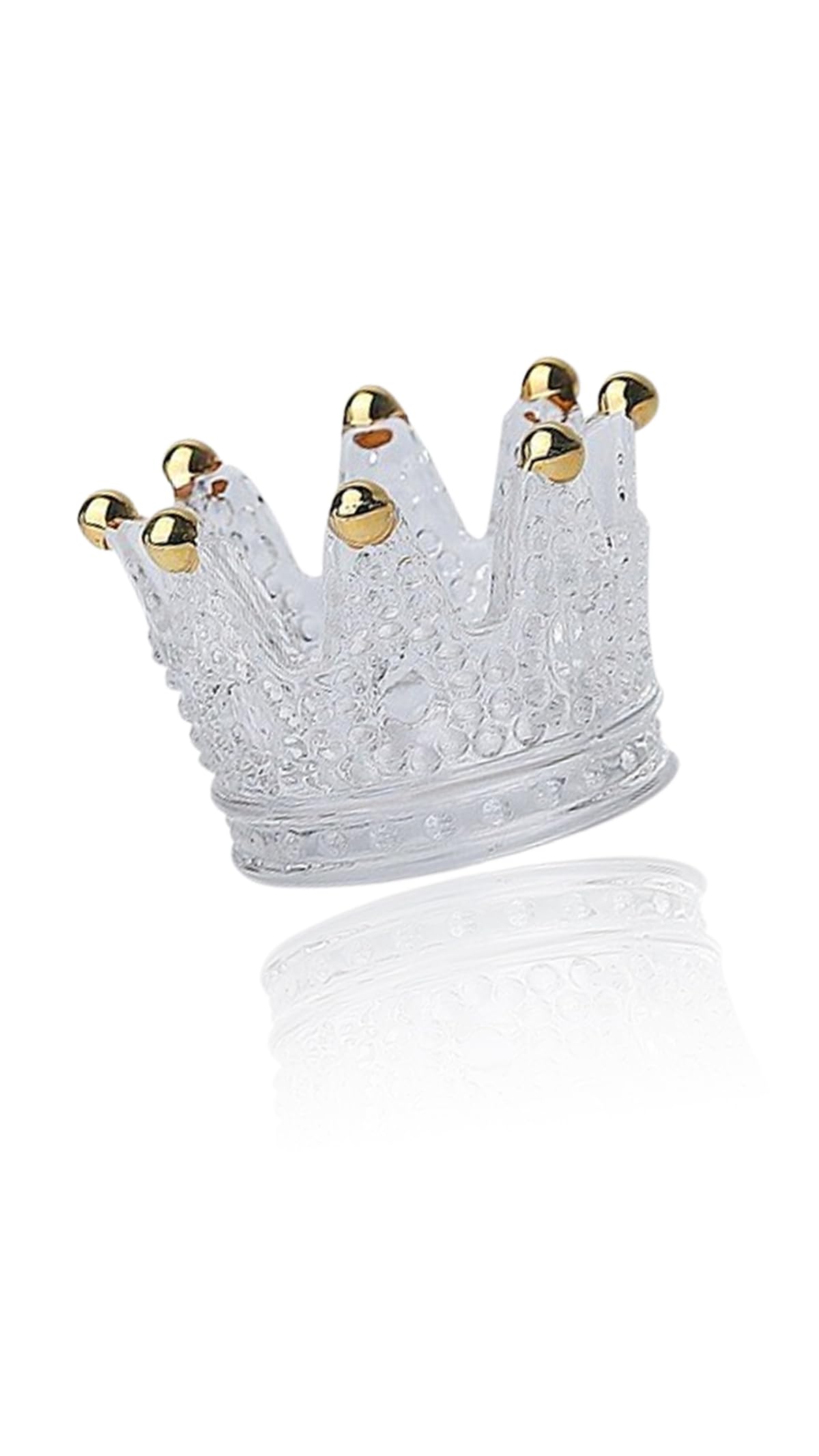 Crown Glass Candle Holder, Jewelry Storage, Retro Tea Light Holder, for Living Room Wedding Party Decorations (Glass, Gold)