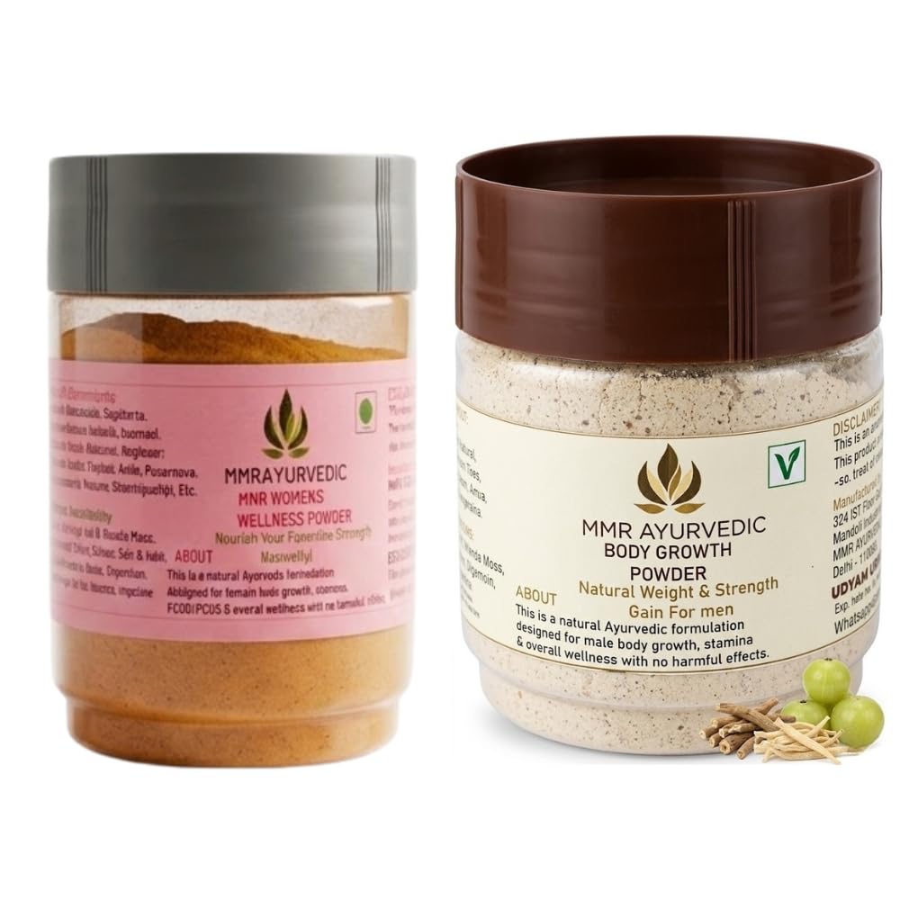 MMR Ayurvedic Body Growth Powder for Combo pack of Man and Women – Natural Weight Gain Supplement | Herbal Strength Booster & Muscle Mass Support | Stamina & Energy Formula | 100% Ayurvedic Ingredients combo (470g)-image-28