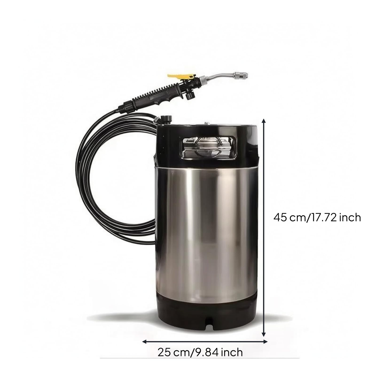 Pulverizador Acero Inoxidable Ajustable Pulverizador con Tubo Flexible Espiral Intenso Fumigadora con Tubo Flexible para Establecimientos Industriales, 9.5L