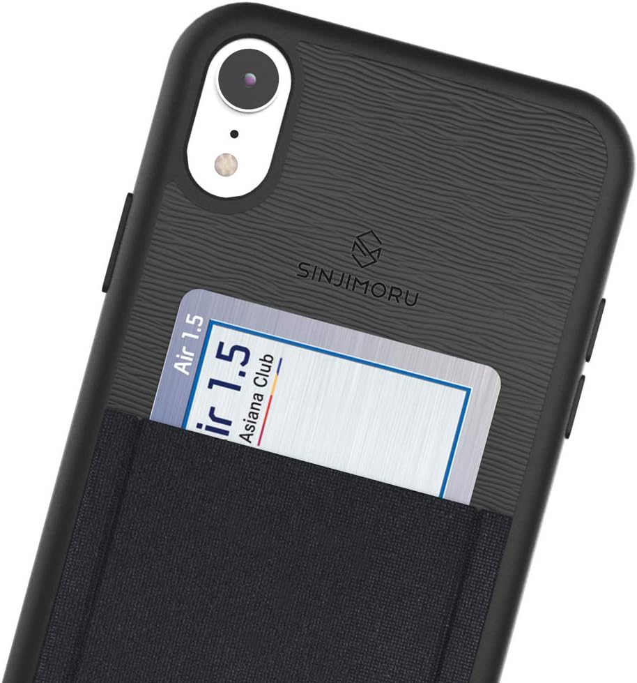 Sinjimoru iPhone XR Case with Card Holder, Slim Card Wallet Case. Sinji Pouch Case for iPhone XR, Black