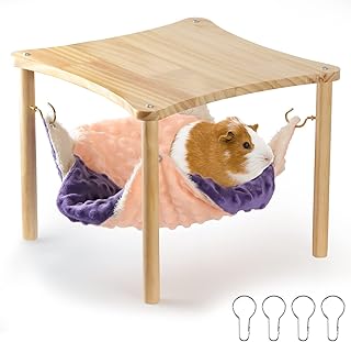 Guinea Pig Bed,Small Animals Hammock Double Bunk Bed Cage Warm Plush Hanging Hammock Bed Hideout for Hamster Rat Ferret Chinchilla Sugar Glider Ferret-Orange Purple