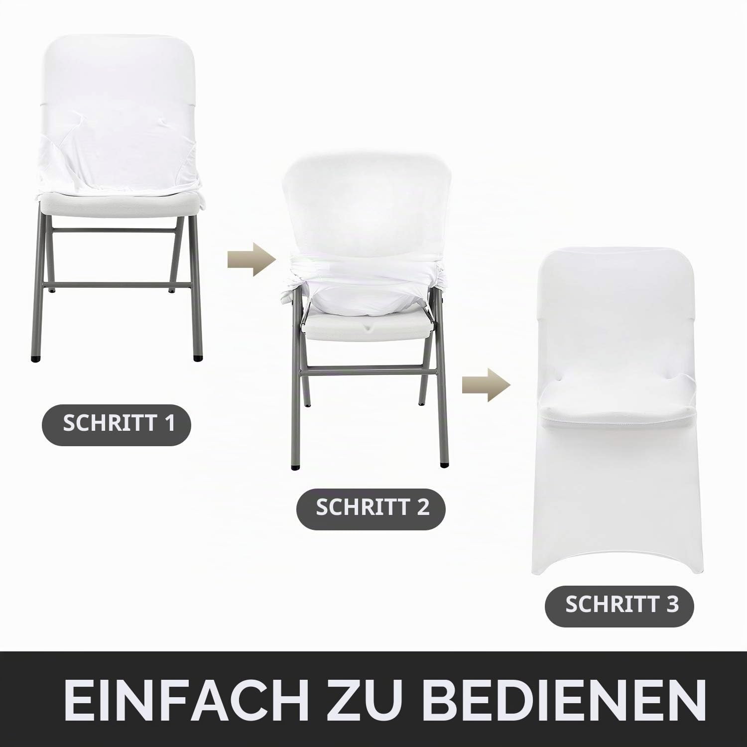 Peomeise Stuhlhussen für Klappstuhl, dehnbar, Spandex, für Hochzeit, Party, Esszimmer, Bankett, Event, 12 Stück, Weiß