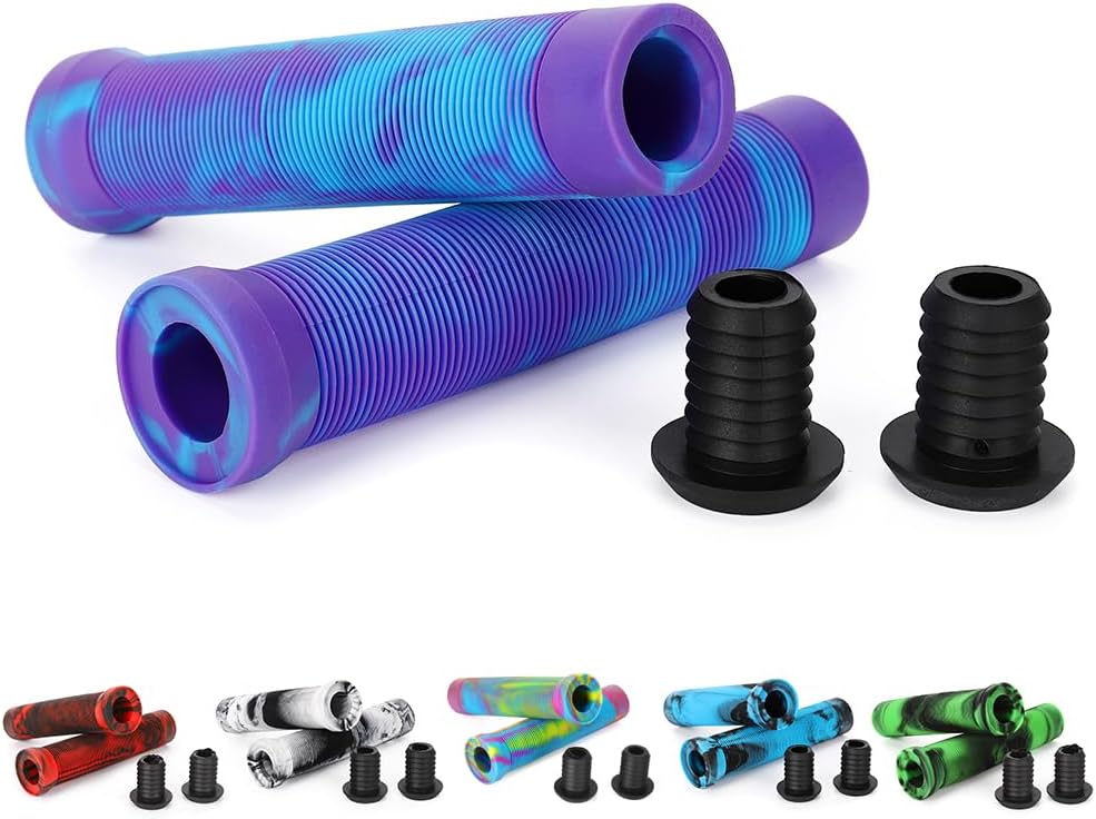 Scooter Grips - Mixed Color MTB & BMX Handlebar Grips | 145mm Soft Grips for Pro Stunt Kick Scooter, Mountain Bike
