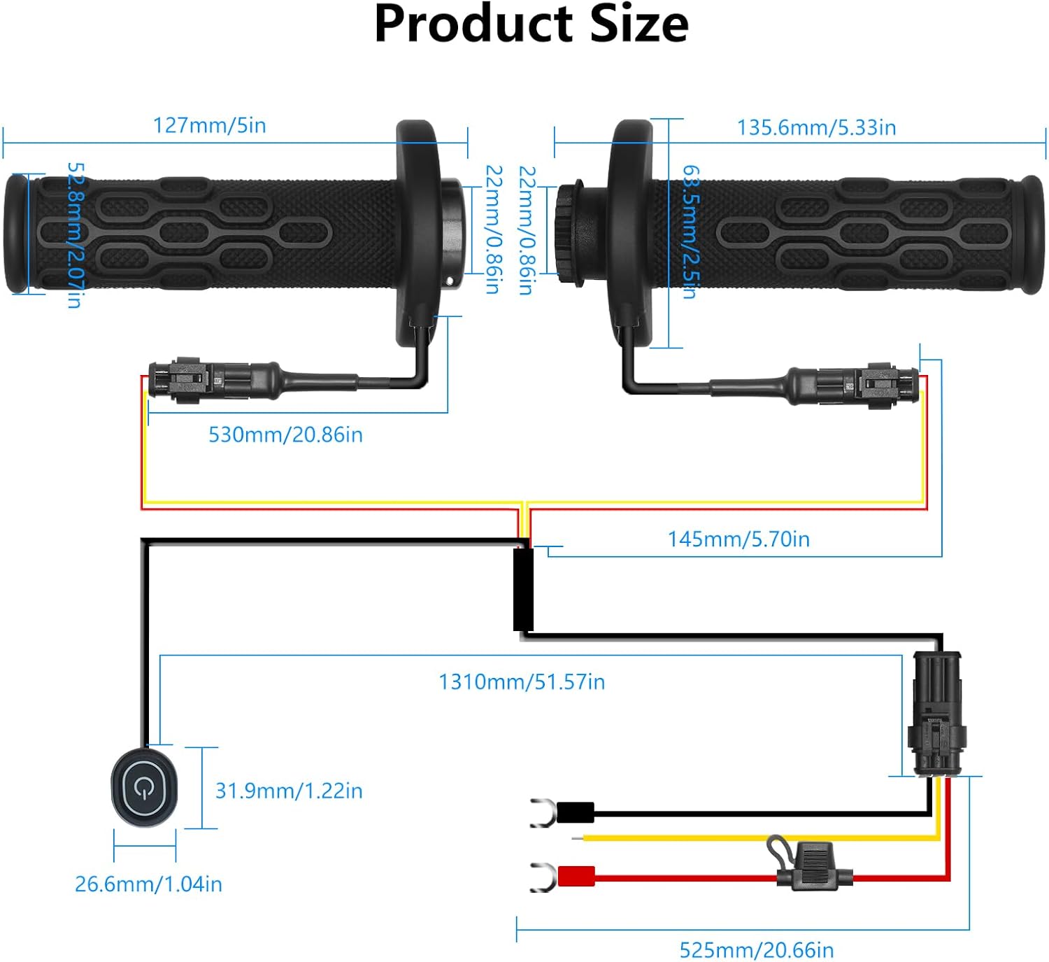 Motocross Lock-On Heated Grips, 1 Pair