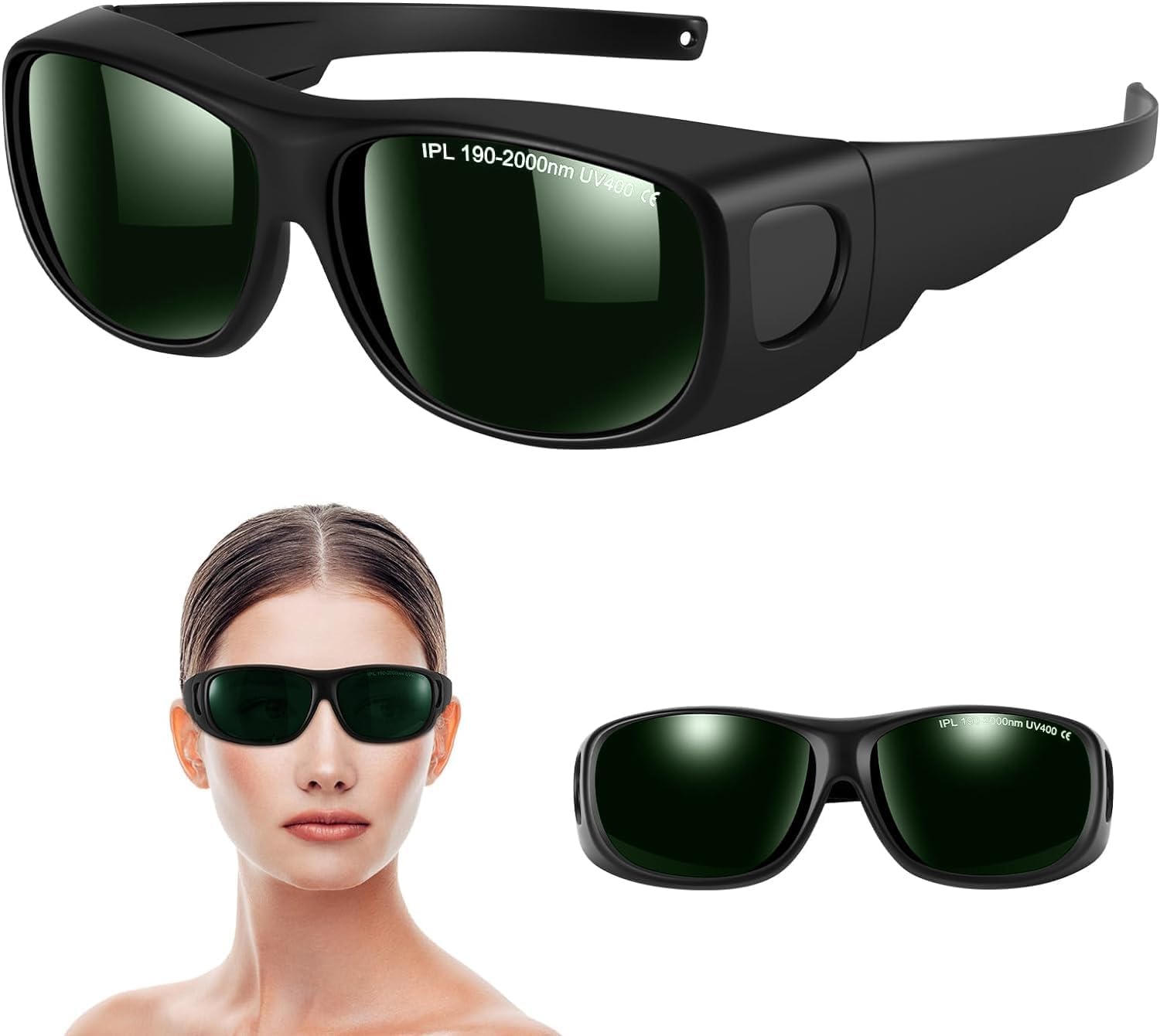 Laser Safety Glasses, IPL190nm-2000nm Laser Glasses Eye Protection for Laser Hair Removal and Red Light Therapy and Cosmetology Operators, UV Eye Protection