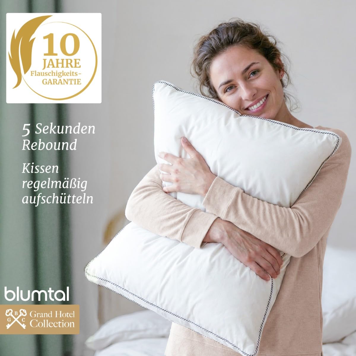 Blumtal Federkissen 80 x 80 cm 2er Set mit 3-Kammer-Füllung - Oeko-TEX zert. Kopfkissen 80x80 2er Set Federfüllung - Ultra stützender Federkern + HCS-Außenkammern - Bauchschläferkissen, Weiß