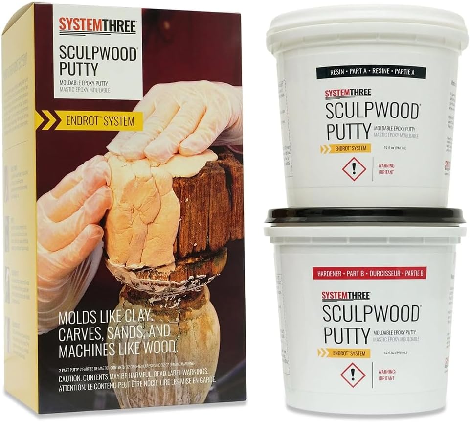 System Three 1600K20 SculpWood Putty Kit, 0.5 Gallon, Brown