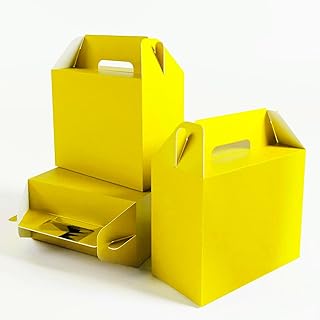 XAGLVV 24 cajas de recuerdos de fiesta, 7 x 3.5 x 6.6 pulgadas, cajas de regalo de fiesta, color sólido, caja de fiesta de papel, cajas de golosinas, cajas de dulces para fiesta (amarillo)