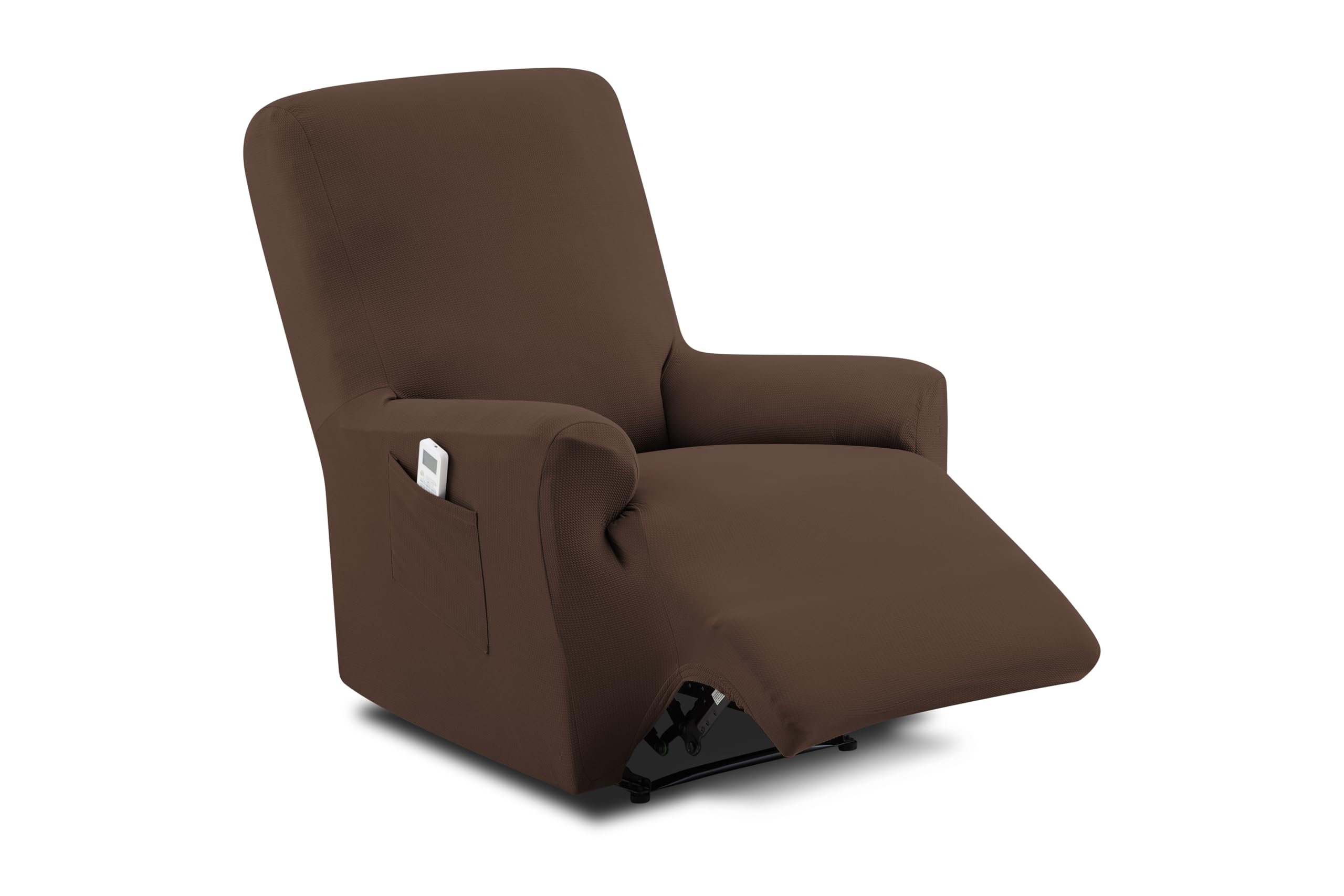 Textilhome Relaxsessel Bezug 1-Sitzer Jacquard Stretchhusse für Relaxsessel, Elastischer Relaxsesselbezug & Überzug, Sesselschoner Waschbar, Braun 70–100 cm