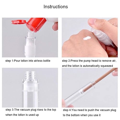 Miniatura 3 de Botella con bomba de loción, 10 paquetes de botella de bomba sin aire, botellas de viaje al vacío, recipientes de muestra de maquillaje, botellas