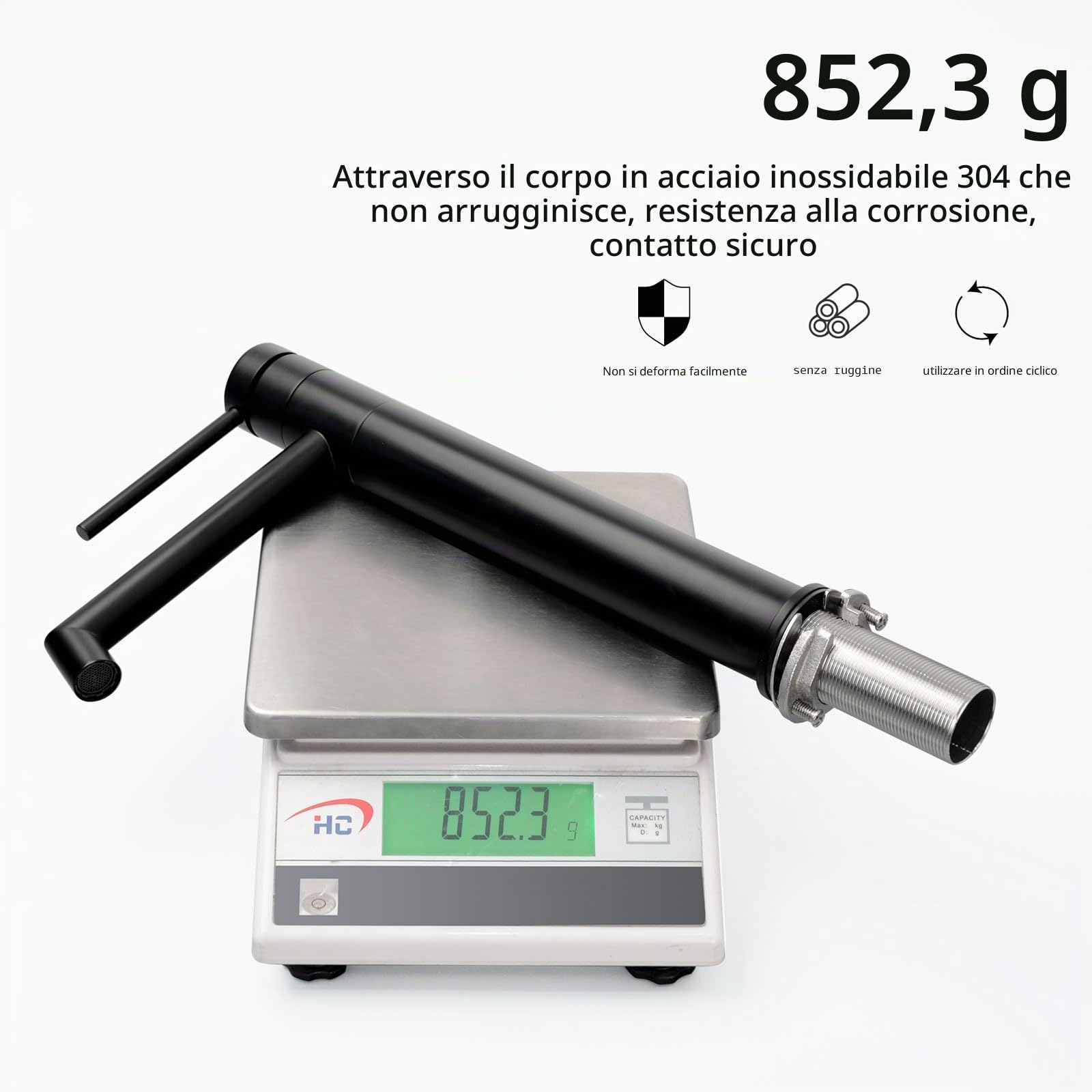 Rubinetto Miscelatore Lavabo a 360°, Monocomando per Lavabo e Lavandino, Nero