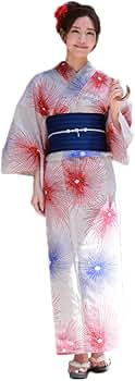 写真の青色の帯+お任せ帯留つき◆最高級【綿麻浴衣】紅花赤観世水 Amazon.co.jp: 最高級 綿麻浴衣 紅花赤観世水の品ある涼しゆかた