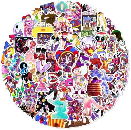 The Amazing Digital Circus Stickers Pack – 60PCS Waterproof Vinyl Anime Stickers for Laptops, Water Bottles, Phone Cases, Skateboards & More