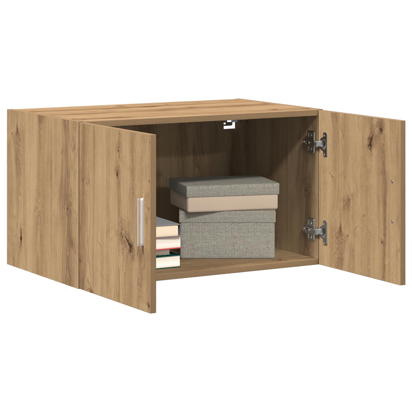 Armadietto da parete rustico in rovere Artisan, 70 x 42,5 x 40 cm, in legno e rovere massiccio, elegante armadio buffet con ampio scomparto per utensili da cucina, robusto