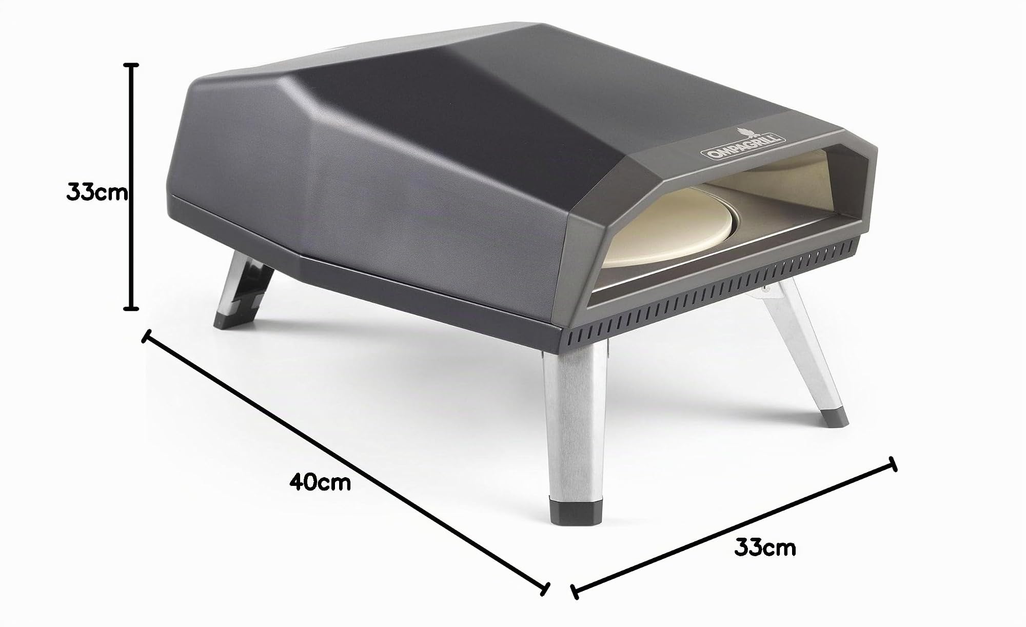 310 - Forno pizza gas GPL da giardino, 4400 Watt, colore Nero