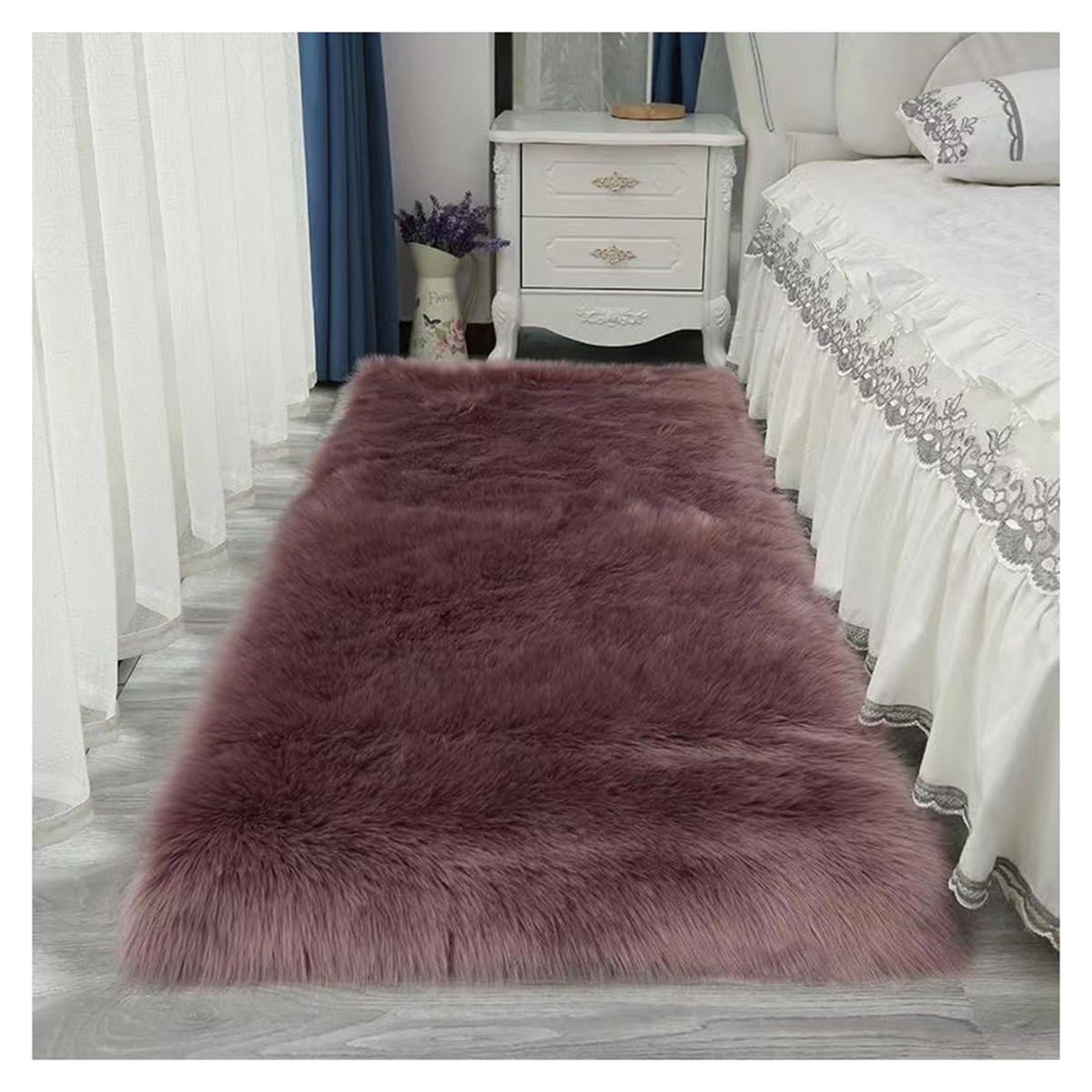Tapis à poils longs marron café 40x40cm pour salon et chambre