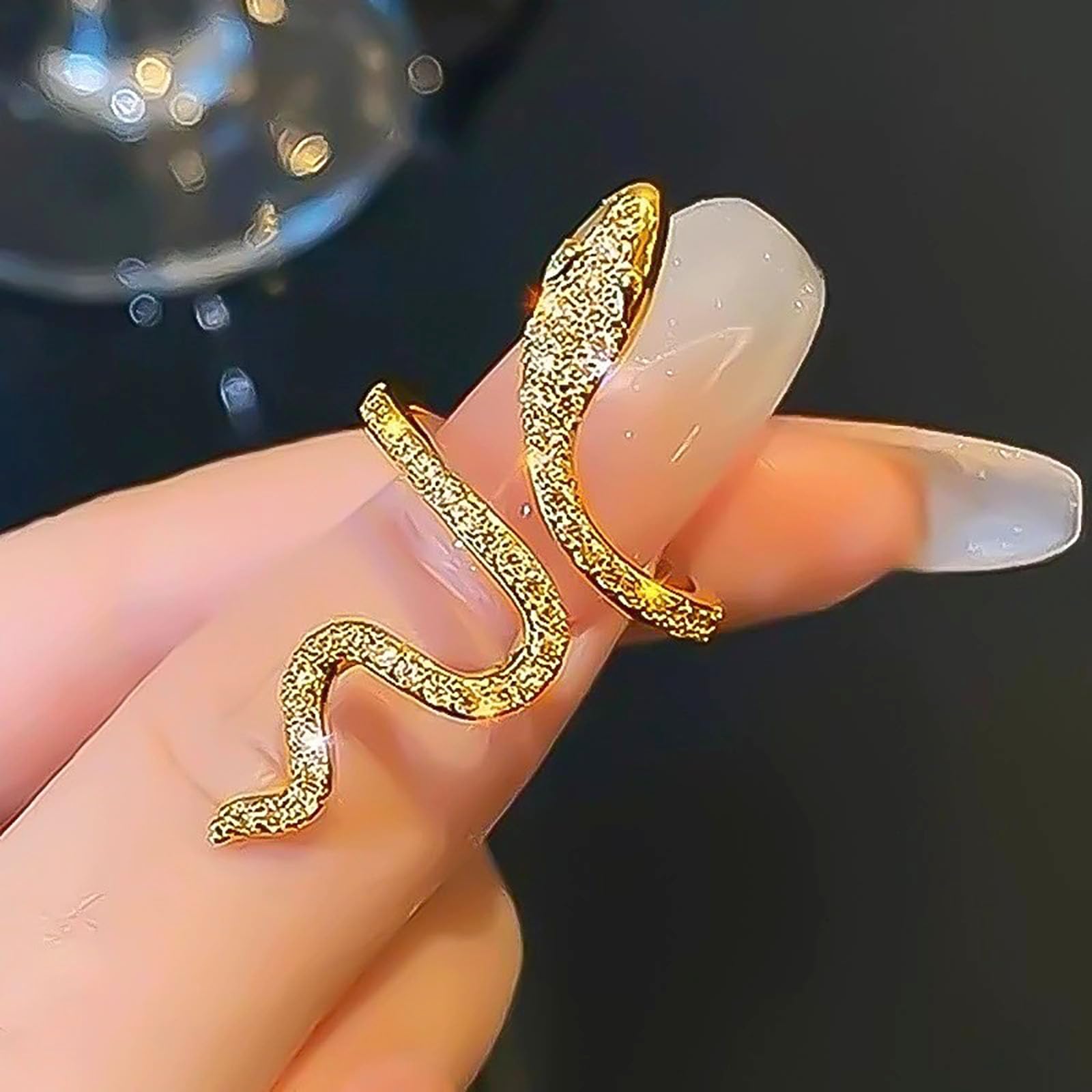 Wrap Serpiente Anillo De Oro De Cristal Serpiente Wrap Anillo Gótico Serpiente Abierta Anillos Ajustables Personalidad Cz Serpiente Conjunta Declaración Dedo Anillos Góticos Joyería Animal